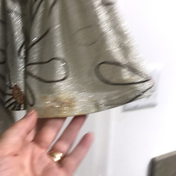 Lilli Diamond Vintage 70s Lurex Floral Print Bell Sleeve Maxi Dress L - Picture 9 of 11